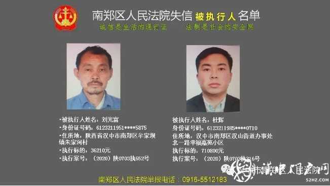 最新！汉中实名曝光一批失信被执行人，看看有你认识的吗？