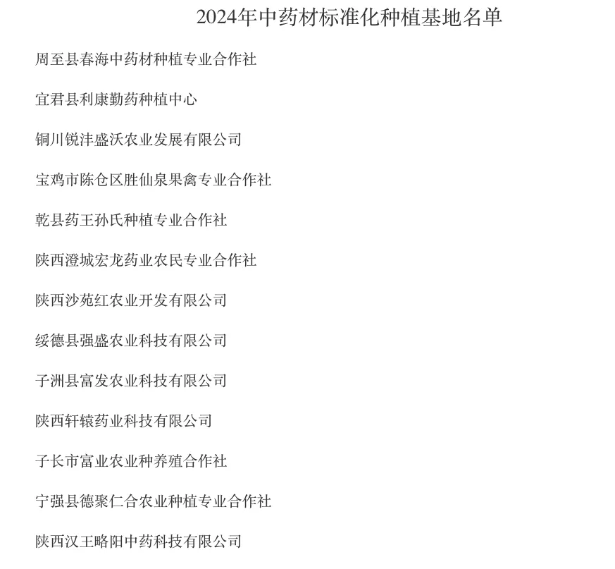 全省中药材良种繁育基地！汉台一企业入选！
