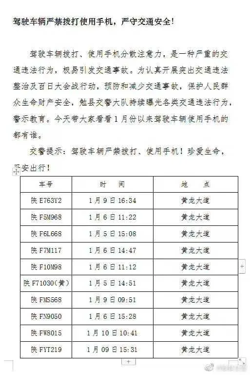 驾驶车辆拨打使用手机，这些车辆被汉中交警曝光！